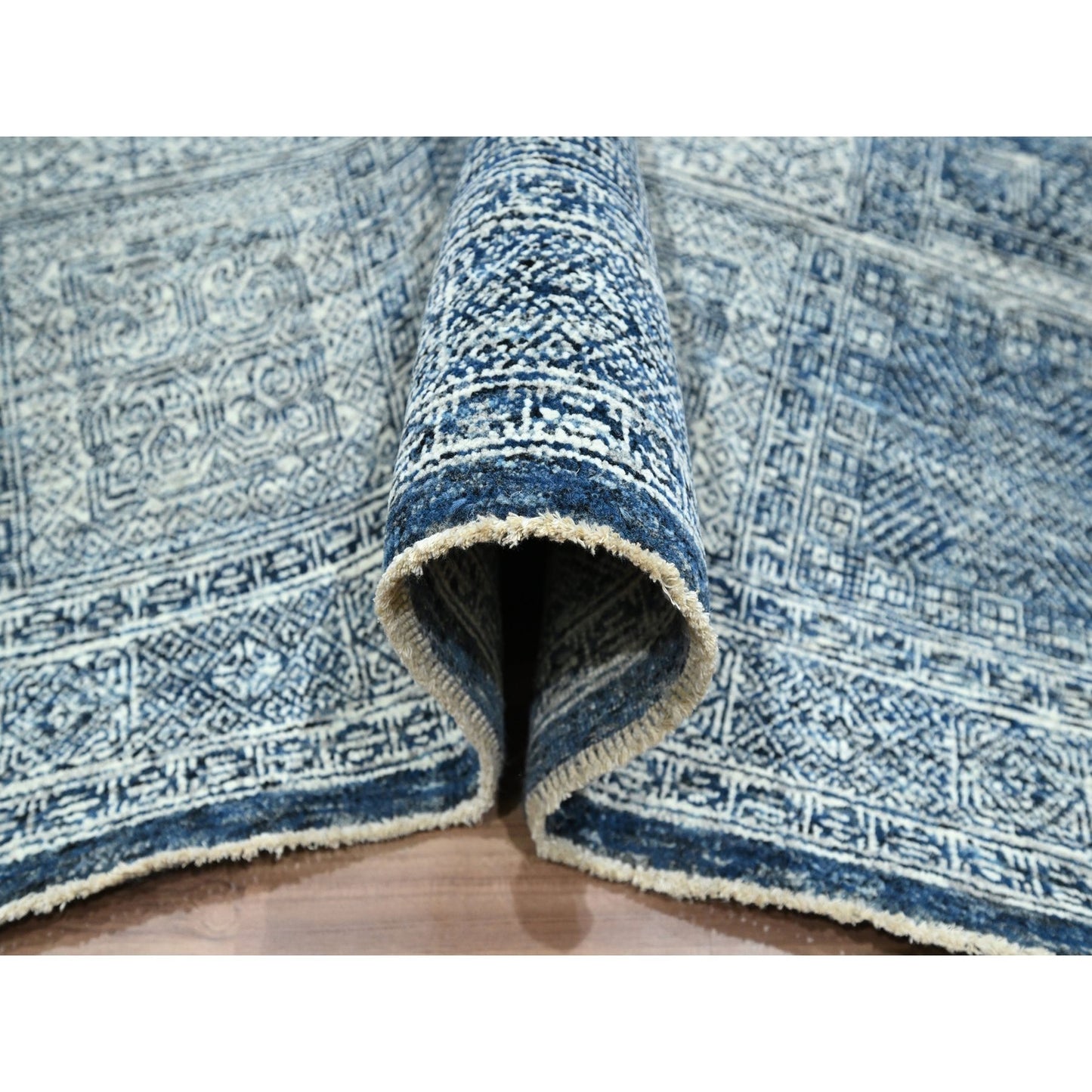 8'1"X10'2" Aegean Blue Garden Design Agra Hand Knotted 100% Wool Rug