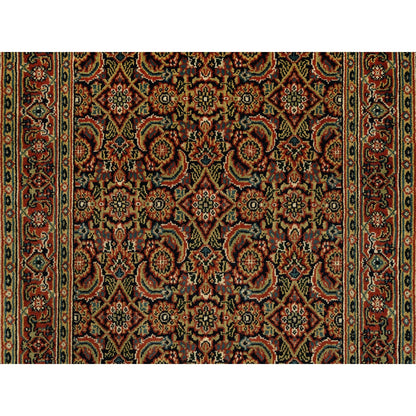 2'8"X9'9" Wool And Silk Herati Design 250 Kpsi Hand Knotted Runner Rug