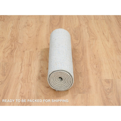 2'6"X8' Gray Jacquard Hand Loomed Tebraz Design Wool And Silk Runner Rug