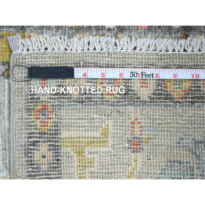 2'X3'2" Gray Afghan Angora Oushak Leaf Design Wool Hand Knotted Mat Rug