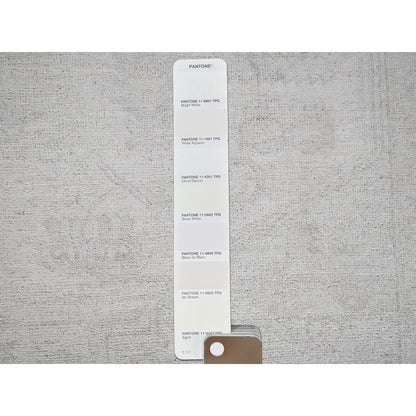 8'X9'9" Bone White Washed Out Peshawar Hand Knotted Pure Wool Oriental Rug