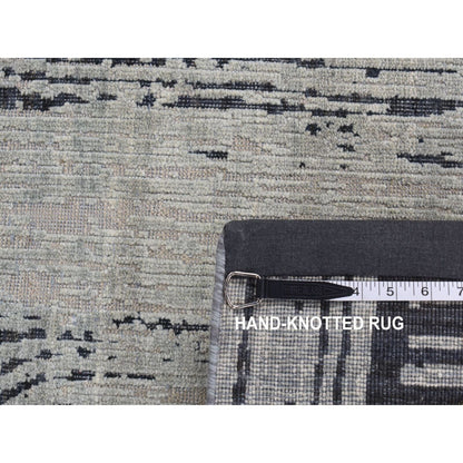 2'7"X8' Gray The Cane Design Pure Silk With Wool Hand Knotted Runner Rug