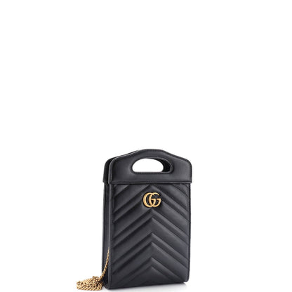 Gucci Gg Marmont Top Handle Convertible Chain Tote Matelasse Leather Mini