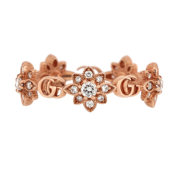 Gucci Gg Flora Ring 18K Rose Gold With Diamonds