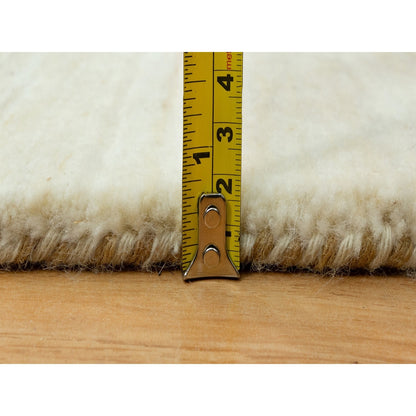 2'6"X8'2" White Pure Wool Hand Knotted Denser Weave Runner Oriental Rug