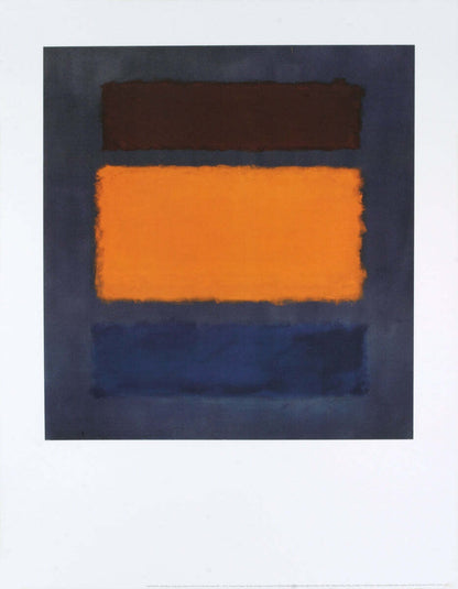 O MARK ROTHKO Brown and Orange on Slate 35.5" x 27.5" Poster 1994 Abstract Blue