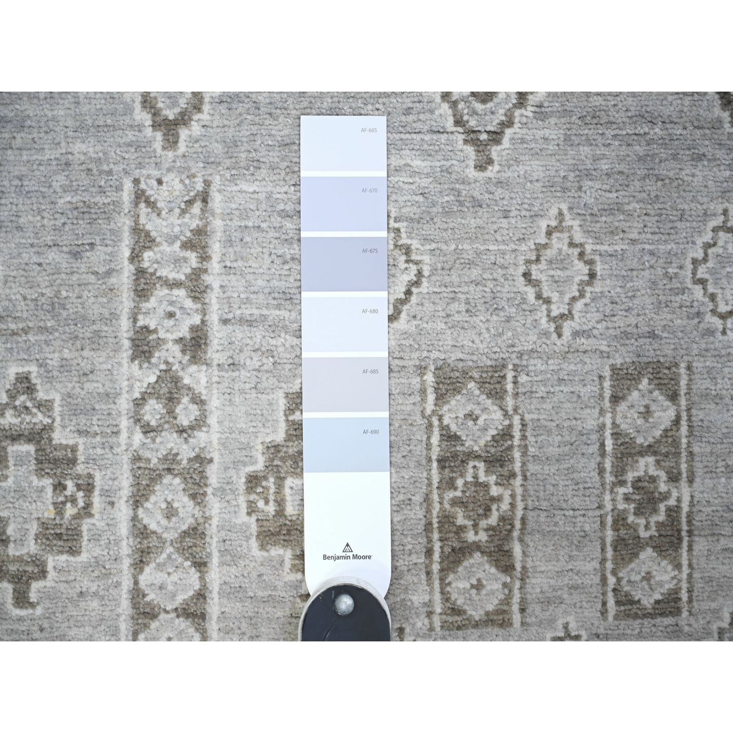 4'X9'1" Dim Gray Fine Peshawar Wool Hand Knotted Runner Oriental Rug