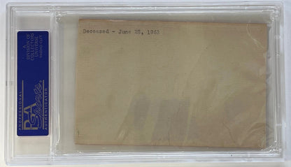 Frank "Home Run" Baker Autographed 3X5 Index Card (Psa) Mint 9