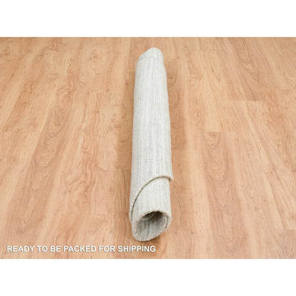 6'1"X6'1" Ivory Hand Loomed Undyed Natural Wool Modern Design Round Rug