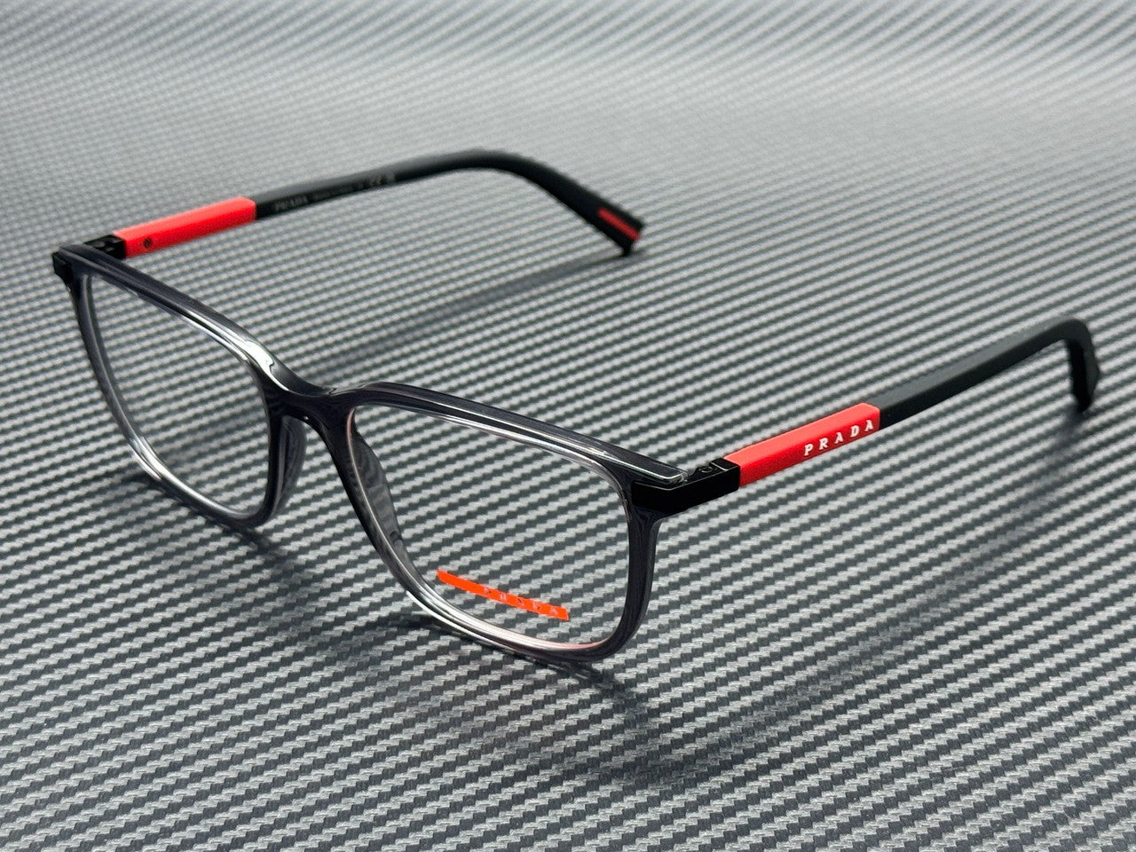 PRADA LINEA ROSSA PS 02RV 01D1O1 Transparent Anthracite Men's 56 mm Eyeglasses