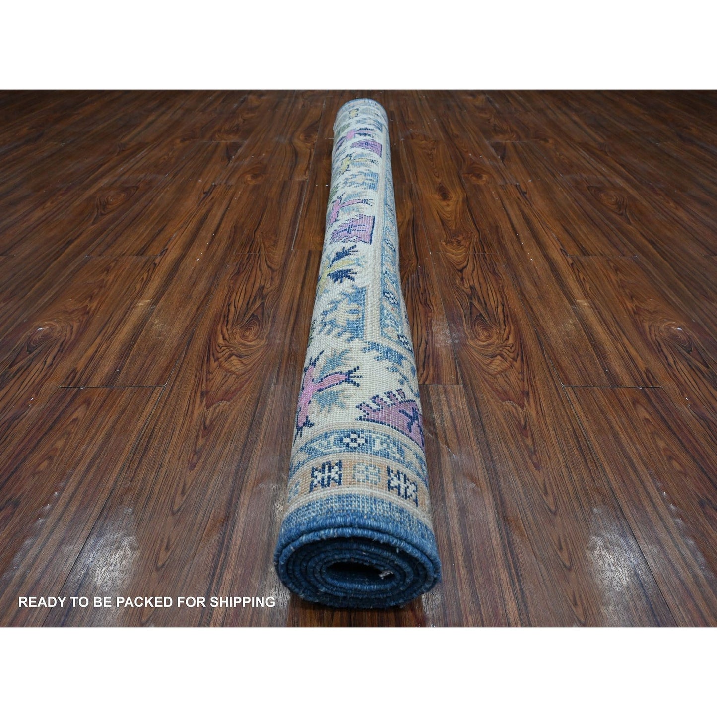 5'5"X7'9" Chelsea Blue Fusion Kazak Soft Wool Hand Knotted Oriental Rug