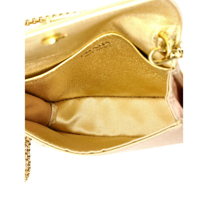 Prada Flap Card Holder With Chain Satin With Crystals