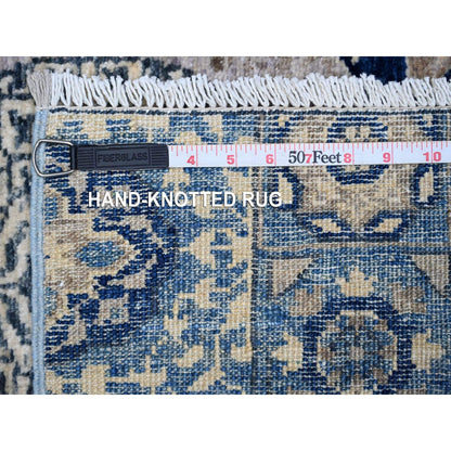 2'6"X8' Duke Blue Aryana Mamluk Design Hand Knotted Soft Wool Runner Rug