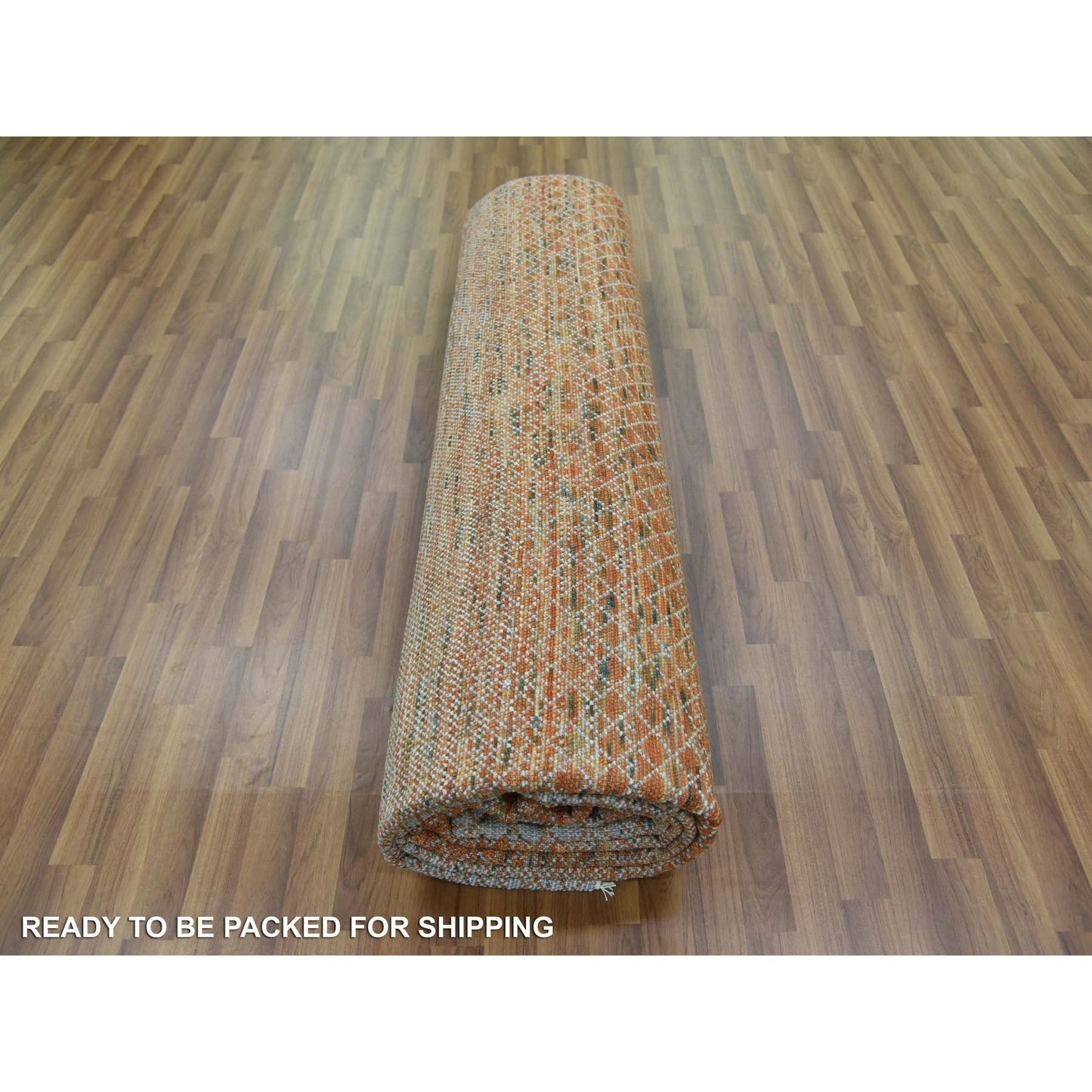 9'10"X13'10" Orange Hand Knotted Modern Chiaroscuro Collection Wool Rug