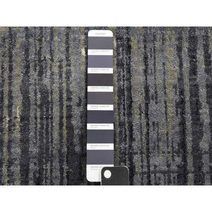 2'6"X8' Gray And Black Hand Knotted Modern Ombre Design Wool Runner Rug