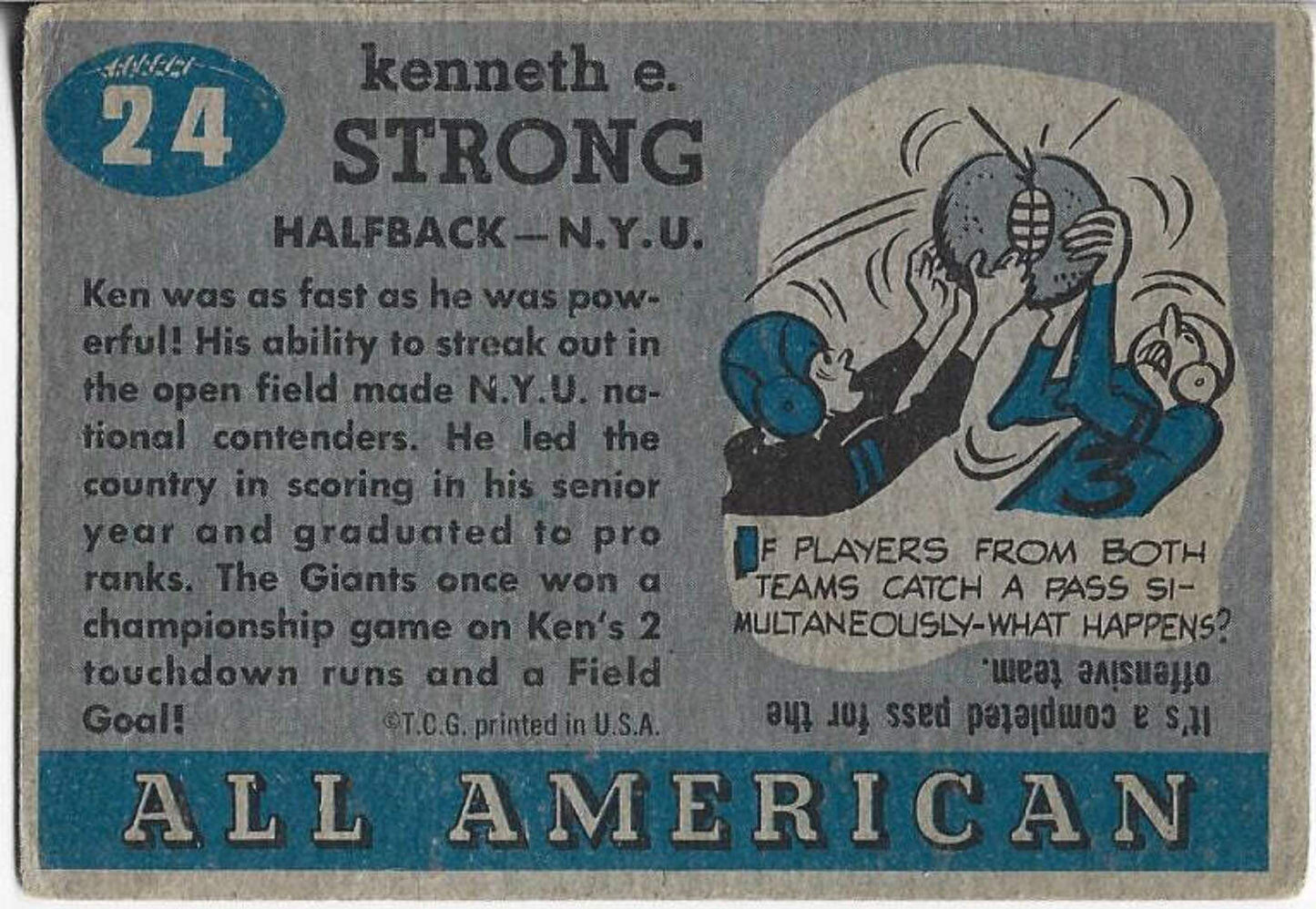 Ken Strong 1955 All American Card