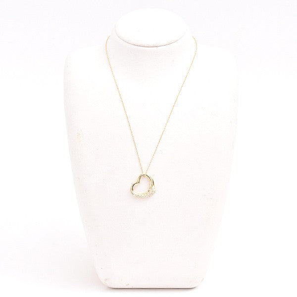 Tiffany & Co. Open Heart Pav Diamond Pendant Necklace 750Yg