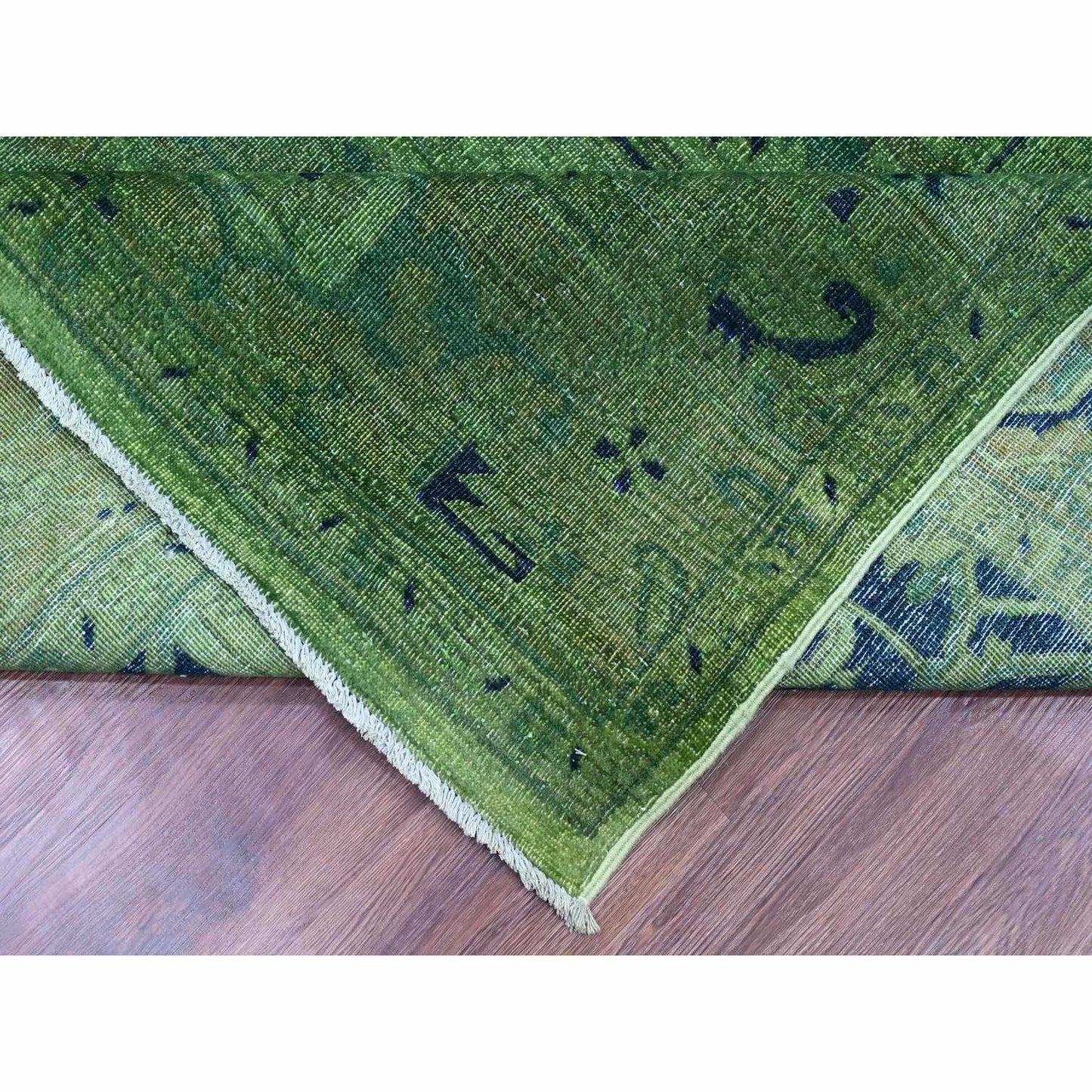 7'9"X9'8" Hunter Green Overdyed Heris Design Hand Knotted 100% Wool Rug