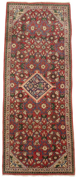 Rare Vintage Red Floral Oriental Runner Rug