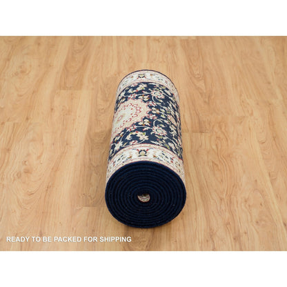 2'8"X19'2" Blue Nain 250 Kpsi Hand Knotted Wool Xl Runner Oriental Rug