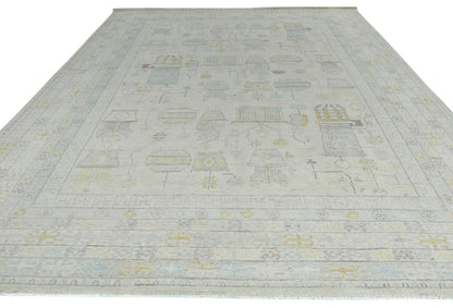 Handspun Wool Oushak Oriental Rug 9X12 Ft Muted