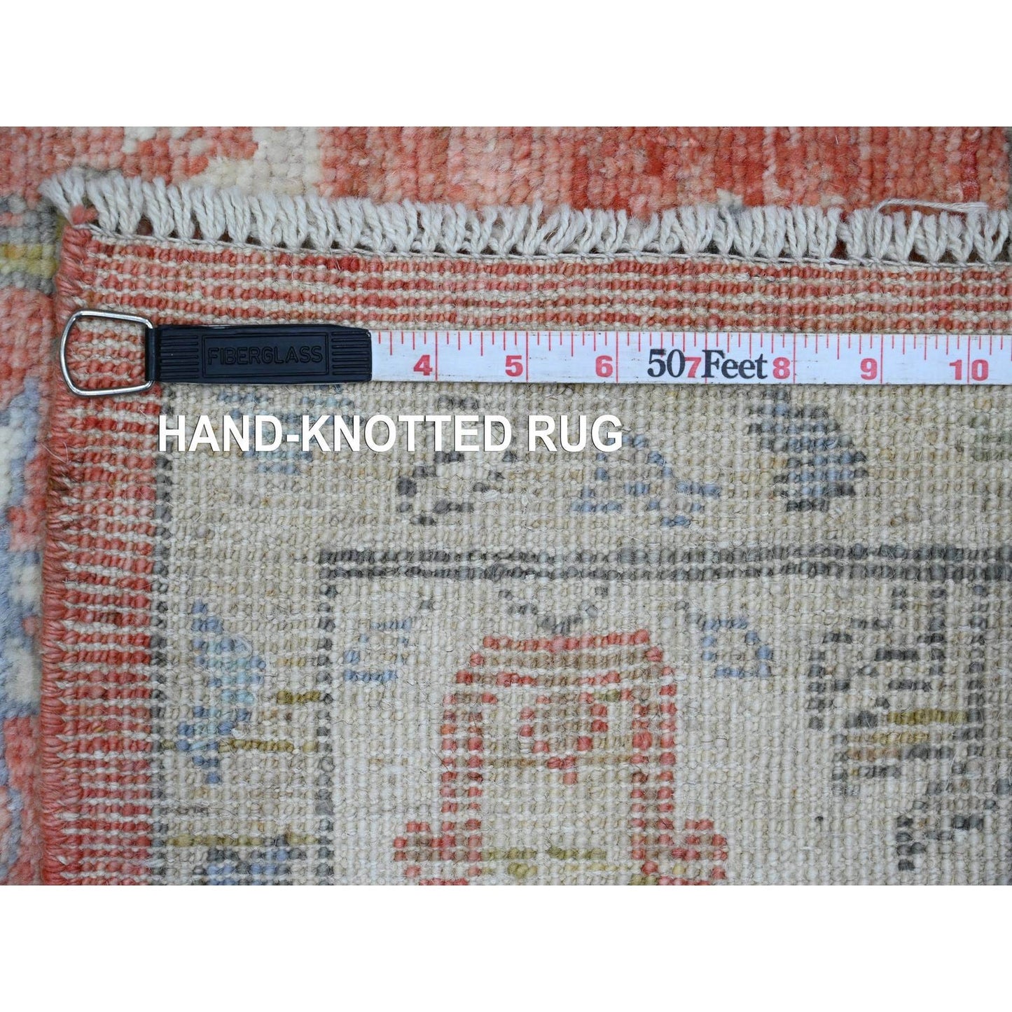 5'X6'10" Red Hand Knotted Afghan Angora Oushak Tree Design 100% Wool Rug
