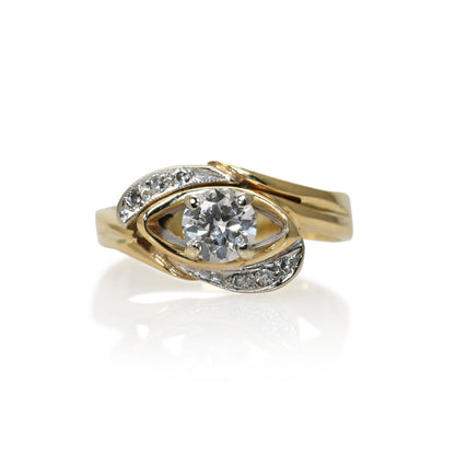 13K Yellow Gold Vintage Diamond Ring 0.45Ct, 3.8Gr