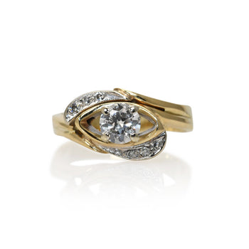 13K Yellow Gold Vintage Diamond Ring 0.45Ct, 3.8Gr