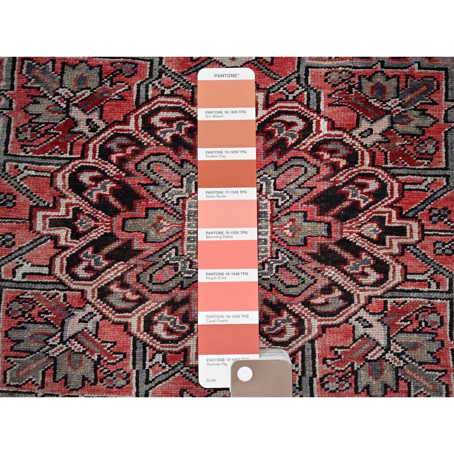 7'6"X10'7" Red Vintage Zoroastrian Heris Wool Hand Knotted Shaved Low Rug
