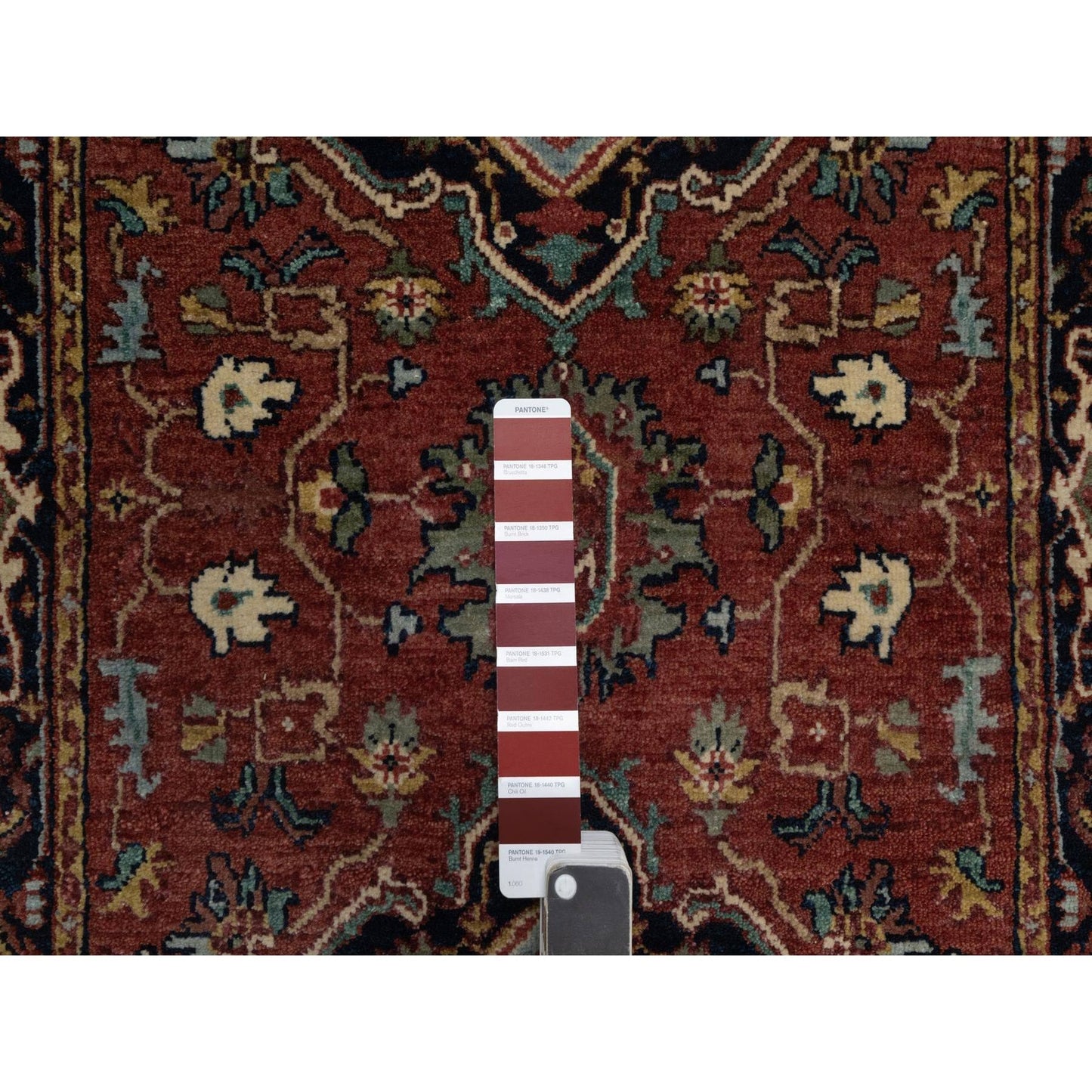 2'7"X6'1" Red Antiqued Heris Re-Creation All Wool Hand Knotted Runner Rug