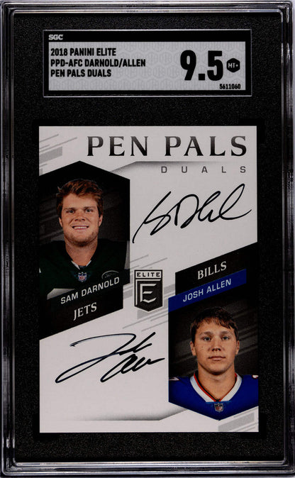 Josh Allen/Sam Darnold 2021 Panini Elite Pen Pals Duals #Ppd-Afc Sgc 9.5 Card