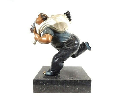 Hiro Yamagata Full Round Bronze Sculpture - Cat Burglar 1989 Signed Limited 375
