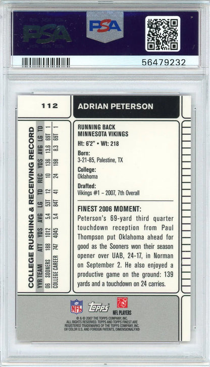 Adrian Peterson 2007 Topps Finest Rookie Card #112 (Psa)