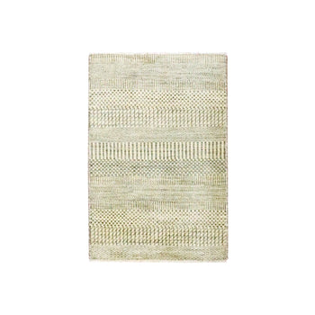 Rug 2'x3' Beige Modern Grass Design Wool with touch of Silk Hand Knotted