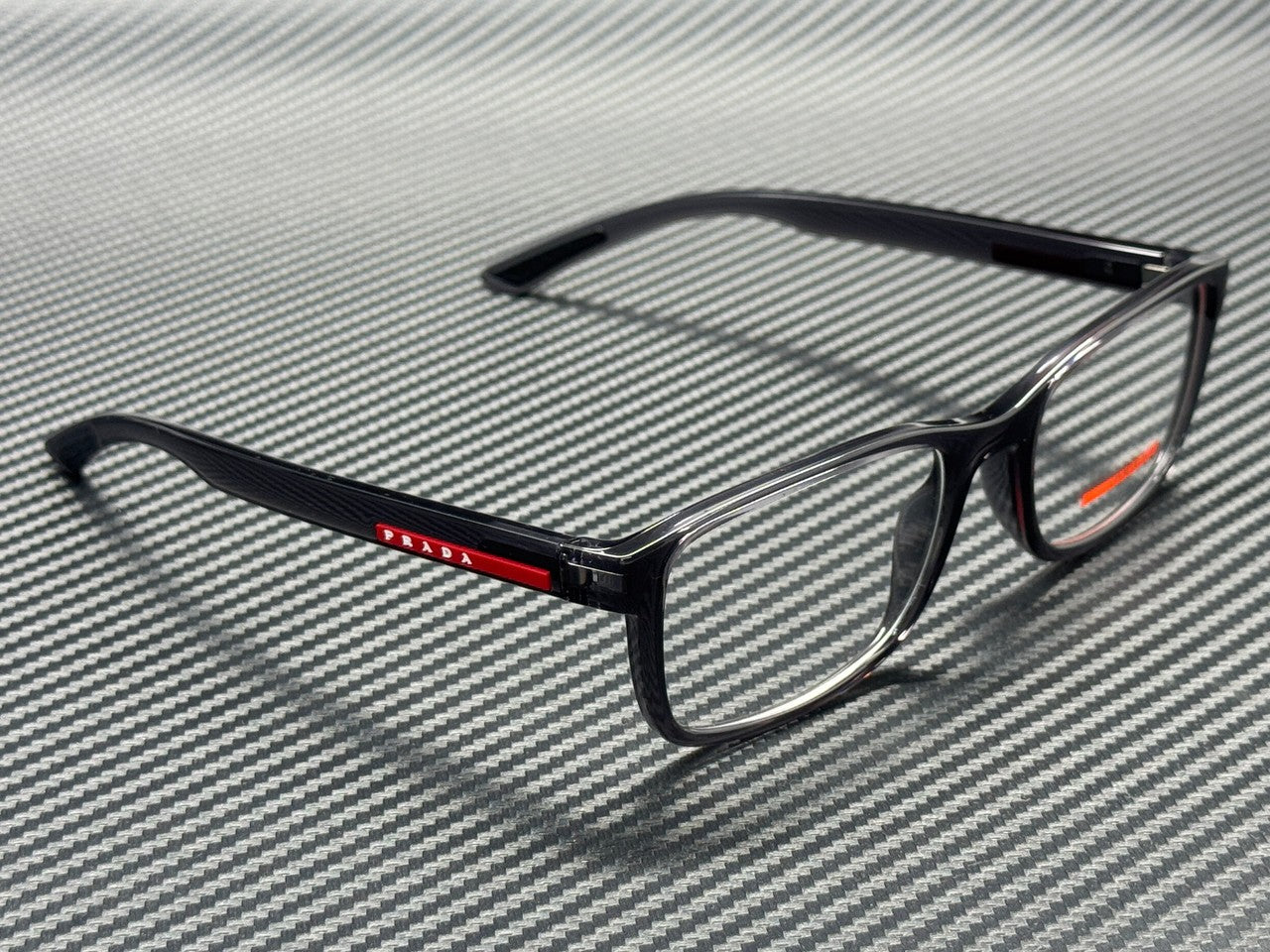 Transparent Grey Men's 55 mm Eyeglasses by Prada Linea Rossa PS 06RV 01D1O1