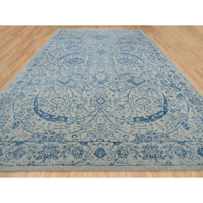11'10"X18' Gray Fine Jacquard Hand Loomed Wool And Silk Oversized Rug