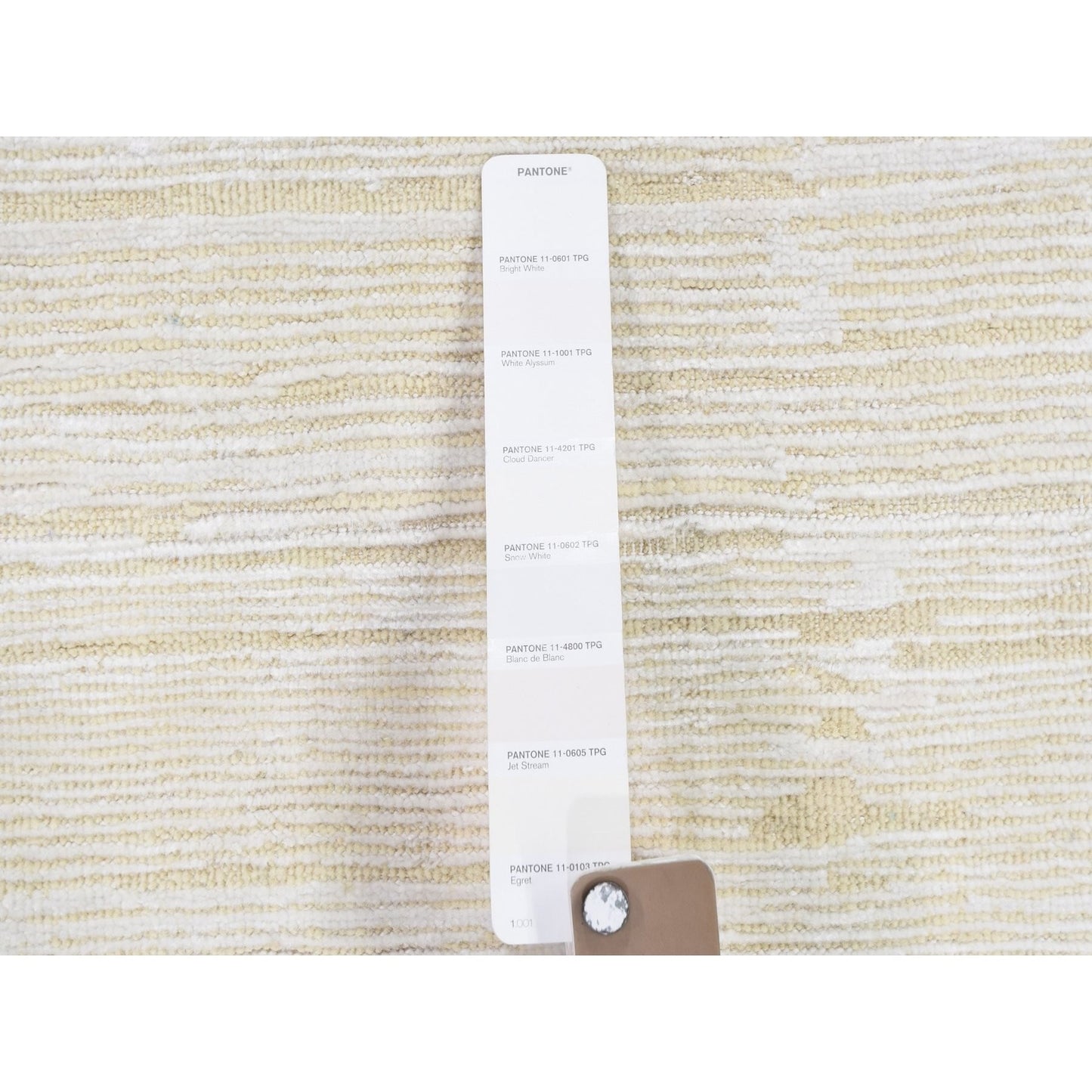 3'1"X5'1" Silk With Textured Wool Tone On Tone Striae Design Handmade Rug