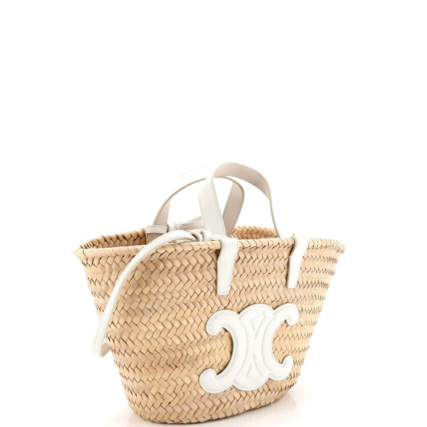 Celine Triomphe Basket Shoulder Bag Raffia With Leather Teen