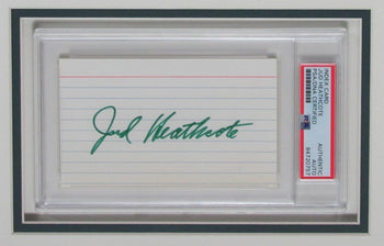 Jud Heathcote Autographed 3X5 Index Card W/ Photo Michigan State Framed Psa/Dna