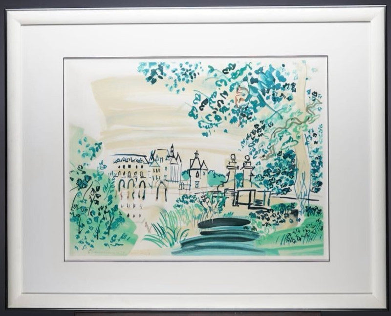 Raoul Dufy Lithograph Print "Chenonceaux" Signed 1937 Spadem Paris 1967