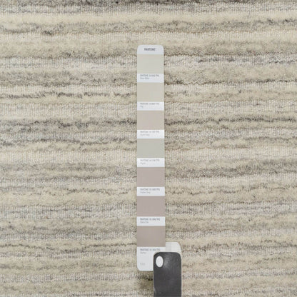 2'6"X10' Beige Plain Modern Design Undyed All Wool Hand Loomed Runner Rug