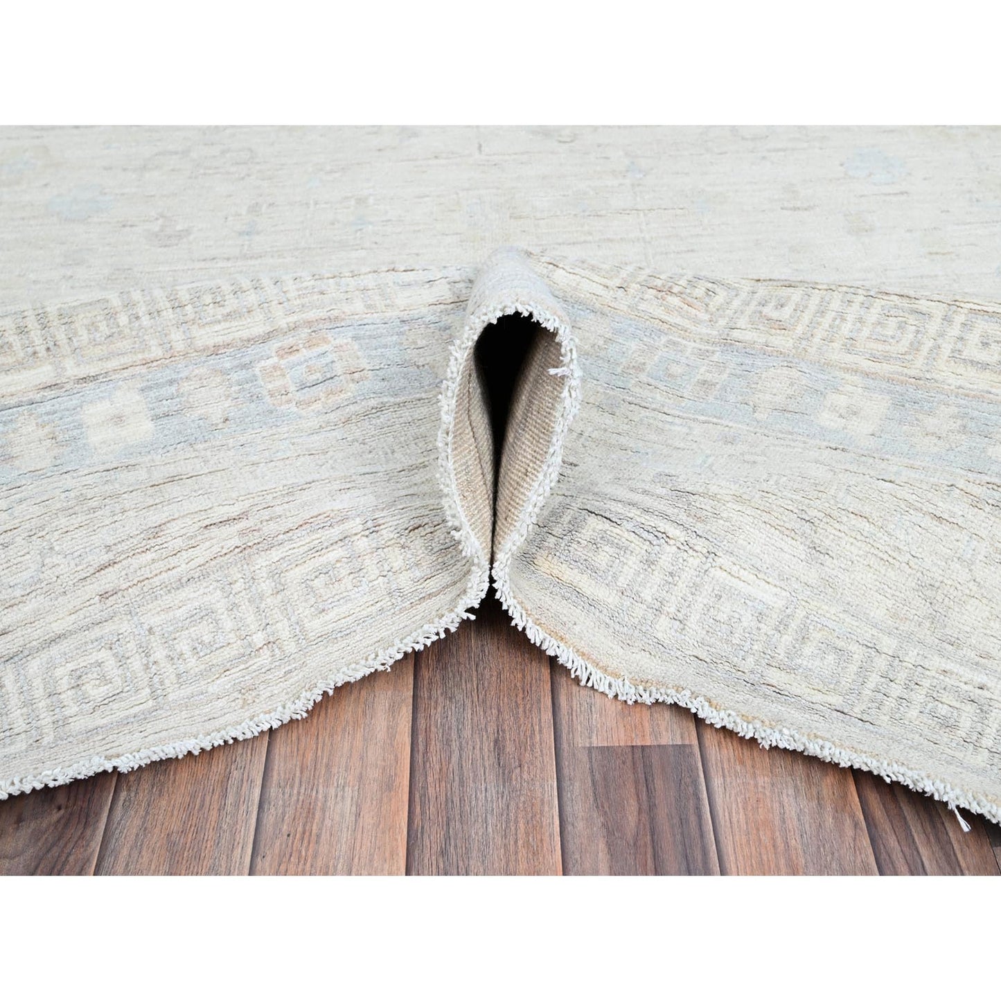 9'10"X13'10" Dove White Peshawar Natural Dyes Oriental Rug