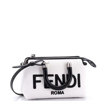 Fendi Logo By The Way Top Handle Bag Embroidered Canvas Mini