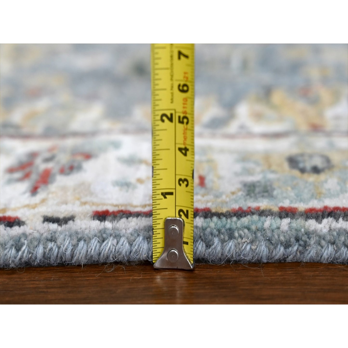 2'X3' Gray Hand Knotted Broken Erased Zoroastrian Design All Wool Mat Rug