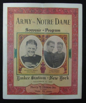 1926 Notre Dame Vs. Army Football Game Program