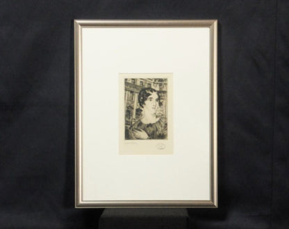 Clement Serveau Signed Drypoint Etching "Lady"  French Portrait, Cf Paris Stamp