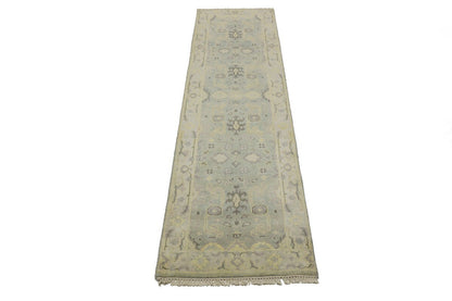 Muted Floral Design Oushak Chobi Runner Rug