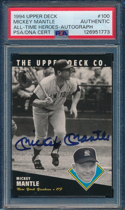 Mickey Mantle Hof Signed/Auto 1994 Upper Deck Card #100 Yankees Psa/Dna 200515