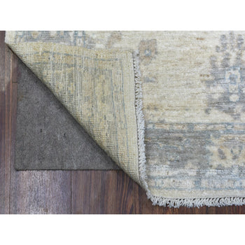 4'X6' Ivory Angora Oushak With All Over Design Hand Knotted Soft Wool Rug