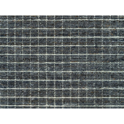 8'X9'10" Davy Gray Modern Wool Box Design Plain Loomed Knotted Rug